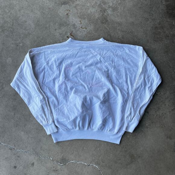 VINTAGE CAT WHISKER SWEATSHIRT 80s RETRO CREWNECK MENS LARGE WHITE USA - Picture 5 of 5